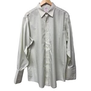 Brooks Brothers 346 Shirt Mens 16 !/2 Non Iron Yellow White Blue